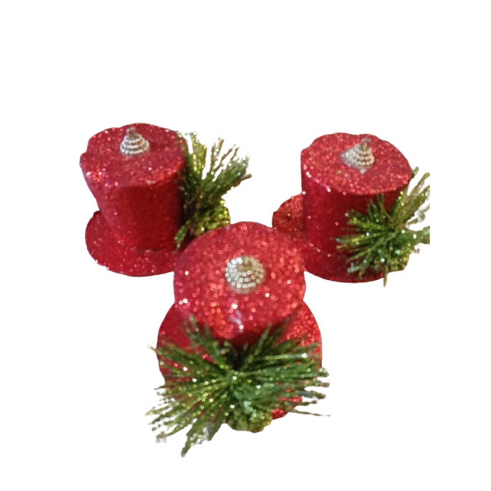 Sparkly Red Top Hat Holiday Decorations-Christmas Mantle/Wreath Accents